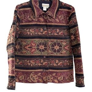 Coldwater Creek Blazer Jacket Jacquard Button Close Womens Small